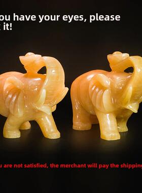 采购产品天然米色玉大象饰品，荣华富吸水大象一对，客厅饰品，入