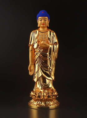 阿弥陀佛佛像48厘米彩绘站弥陀如来工艺品接引佛像吉祥摆件佛