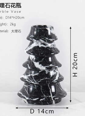 家具别墅中式花瓶器大平层大理高端新茶几展厅插花奢石材客厅石花