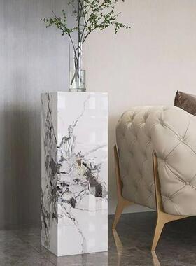 样品屋展示中心商场酒店饭厅办公室内公司转角落地岩板花架底座装