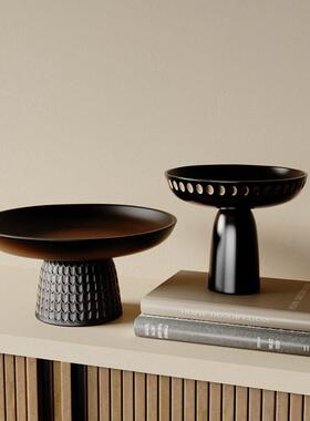 Rzone 侘寂风餐桌陶瓷果盘高脚托盘法式中古民宿酒店茶桌装饰摆件