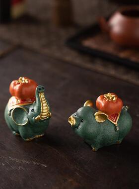 创意吉祥长寿大象生日礼物送长辈摆件可爱动物猪家居客厅桌面装饰