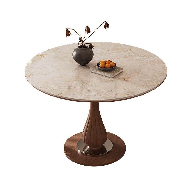 小团圆岩板圆桌家用餐桌椅中古风洽谈桌复古小户型包豪斯实木餐桌,淘宝优惠券,粉丝福利购,淘宝优惠卷