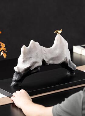 新中式禅意太样湖石板RZB-2674山饰雕塑复古玄关装宋代美学酒店间