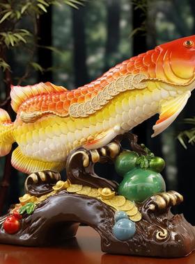 招财金饰龙鱼摆件酒7322店饭店银大厅公司店铺收台厅客装乔迁开业