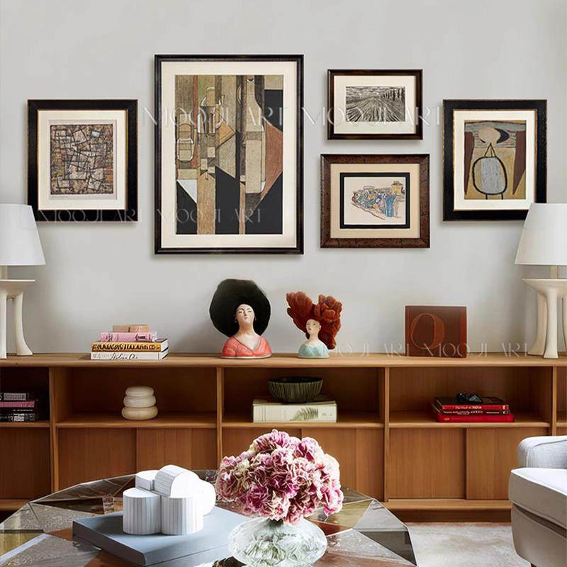 中古风抽象艺术装饰画现代玄关客厅组合挂画卧室高级感设计师挂画,淘宝优惠券,粉丝福利购,淘宝优惠卷