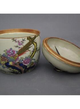 景德镇仿古陶瓷器雍正粉彩富贵锦鸡图茶叶罐家居客厅摆件仿古收藏