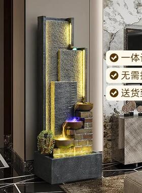 水幕墙流水摆件循环水办公室会所前台落地水系景观招财风水轮