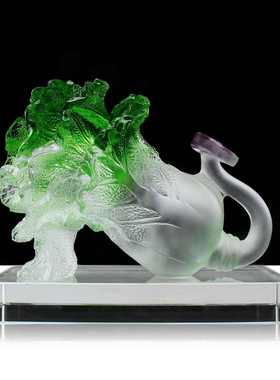 锋明古法琉璃招财白菜摆件工艺品家居客厅装饰品店铺开业礼品高档