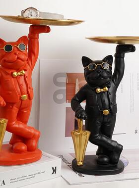 轻奢户玄关钥匙托盘斗收纳摆FDGTP件创意法入家居客厅桌狗面树脂