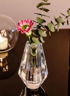 高端水晶花瓶装饰品小花瓶客厅家庭柜台办公室桌子装饰品乔迁礼物