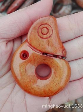 古玩杂项红山文化 仿古玉器岫玉挂件手把件猪龙 老玉岫玉猪龙