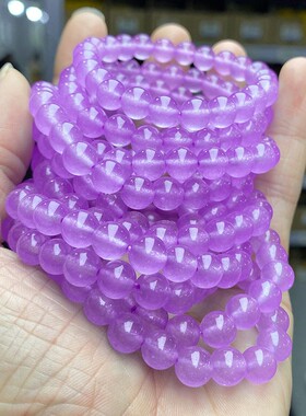 2026晶东珠 品质薰衣草紫色玉髓手链女生可爱圈圆珠手饰