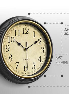 北欧家用挂钟大气客厅钟表挂墙时钟静音餐厅复古艺术装饰石英钟壁
