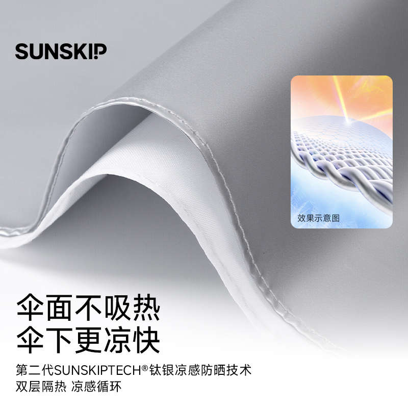 【上新】SUNSKIP卡片伞光影钛银防晒伞太阳伞便携防紫外线遮阳伞 - 图1