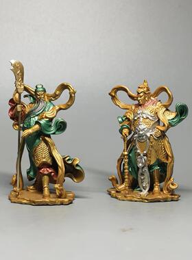 现货纯铜韦陀伽蓝神像菩萨彩绘家用护发佛像武财神关公车载摆件