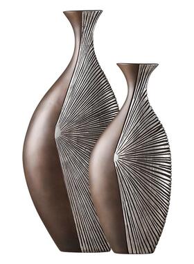 美式复古花瓶摆件轻奢干花中式客厅插花电视柜玄关感花D&