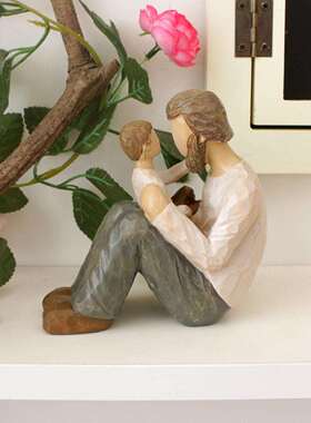 亚马逊新款父子雕像摆件创意家居桌面无脸人物摆设装饰树脂工艺品