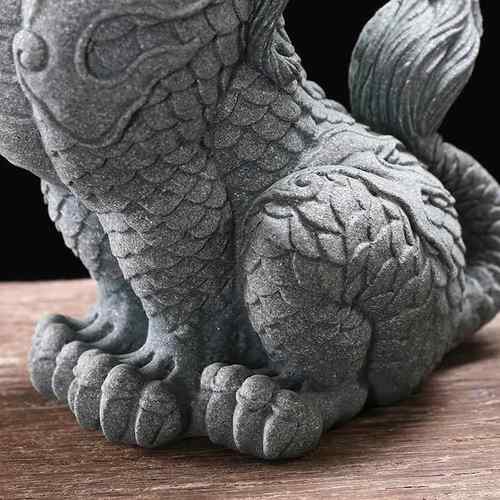 客中式国潮TM688351青砂石龙生九缸子嘲风摆件创意厅假山鱼族水造 - 图1