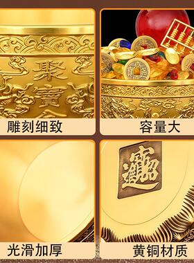 黄铜双龙戏珠聚宝盆摆件招财铜聚宝盆家用客厅店铺装饰摆件送礼