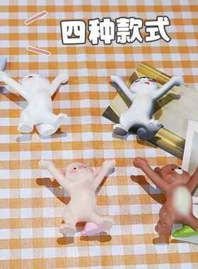 妖娆猫猫笔架可爱举笔文具置物架小猫动物笔托摆件公仔万物皆可举