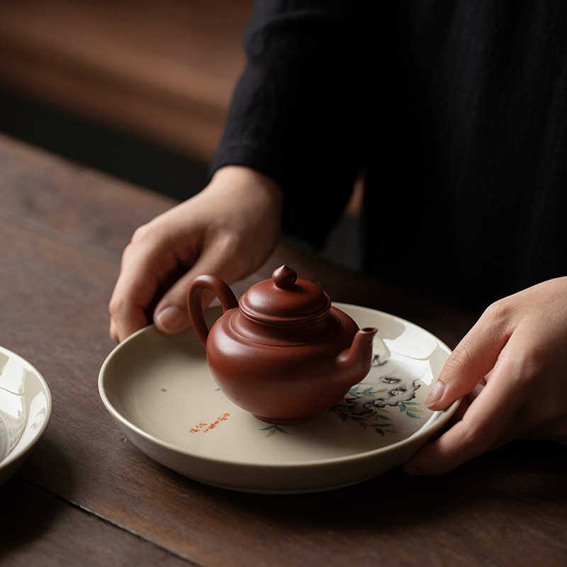 草木灰壶承陶瓷蓄水茶盘壶承干泡茶台果盘点心盘功夫茶具简约家用,淘宝优惠券,粉丝福利购,淘宝优惠卷