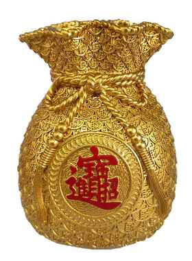 金艺色红宝色福袋钱袋子麦穗花瓶摆件招财家居客厅HY-008摆饰树进