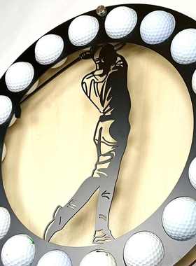 创意圆形高尔夫球展示架铁皮剪影铁艺家居挂件高尔夫球工艺品