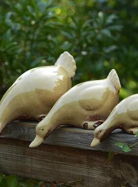 入户花园装饰吸水鸭 陶瓷家居饰品创意隔板鸭 客厅电视柜背景摆件