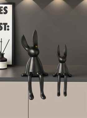 北欧风哑光陶瓷长兔摆耳客厅0132酒玄关摆件件工柜艺品家居简约装