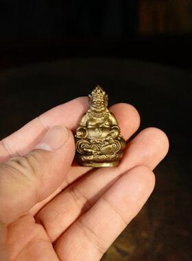 黄铜迷你便携式佛像黄色财神药师佛书房实心小饰品工艺品装饰品