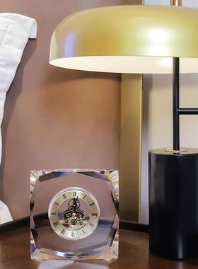 件水晶玄座钟透桌面摆法摆式卧室床头柜家用台关ltao1000式时钟法