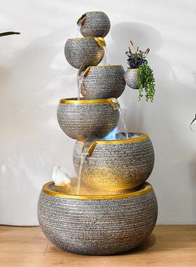 跨欧式水喷泉件家居客厅加NMC湿招境财水景落地水晶创意摆水景手