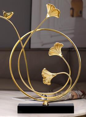 银杏叶创意摆件家居饰品现代轻奢客厅酒店软装北欧玄关过道装饰品