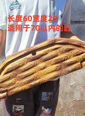 古法养鱼鱼缸流水板60cm长陶瓷木纹板打孔陶盆水缸创意缸上流水板
