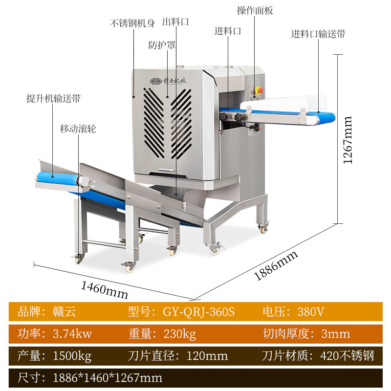 连续式切肉机牛肉鸡肉切肉机不锈钢双刀组一次性切肉丝机 - 图2
