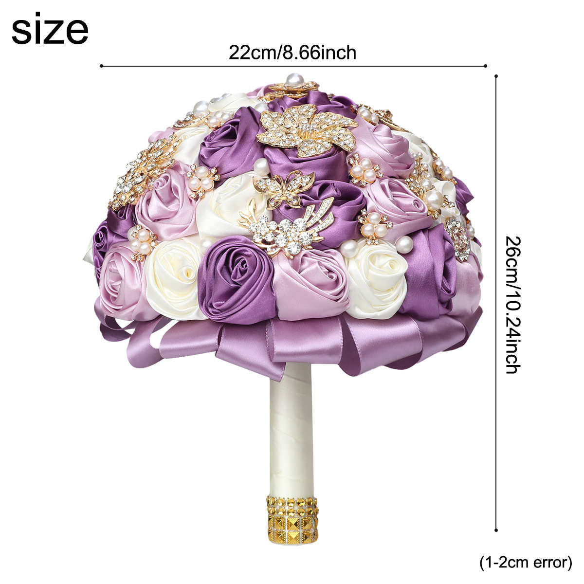 新娘捧花水钻缎带玫瑰卷手捧花婚礼结婚庆用品厂家W913B-1 - 图3