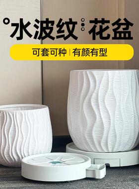 花盆塑料花盆加厚耐用塑料花盆家用托盘树脂加厚耐用龟背竹发财树