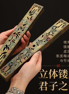 纯铜卧香盒线香炉家用室内香插茶道沉香薰香炉香座线香底座香薰炉