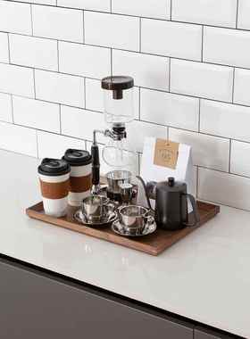 北欧厨房样板间摆件咖啡装饰品组合套装展厅小摆设厨具手冲壶托盘