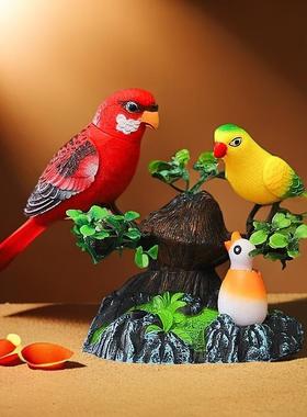 仿真小鸟声控感应会动会说话的宠物鹦鹉玩具儿童桌面装饰品宠物