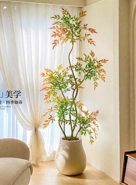 仿真绿植假植物轻奢客厅装饰树室内大型盆栽南天竹落地摆件仿真花