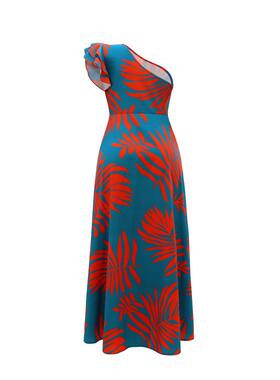 Women's Half Shoulder Banquet Evening Dress, High slit