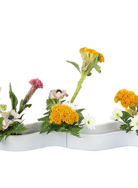 小原流花器曲型s型日式花道组合盘创意陶瓷花盆花艺插花入门器皿