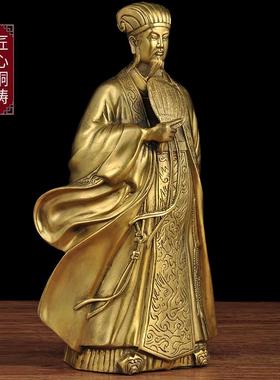新款黄铜诸葛厅亮摆件孔像风水工艺品客老饰板明办公室桌面装商务