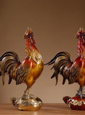 吉祥缘大吉大利全铜鸡摆件精雕大公鸡金鸡客厅玄关办公室装饰礼品