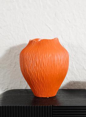 奢品轻家居用品砖红花色圆肚新干花G25082钟瓶宅寂风玄关居家装饰