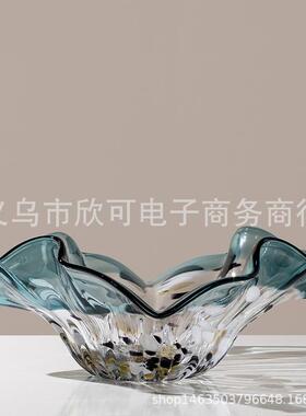 现代轻奢玻璃果盘茶几装饰水果盘糖果盘干果盘客厅餐桌样板间摆件