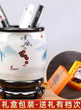 旋转创意天道酬勤笔筒办公室桌面复古中国风摆件商务会议礼品