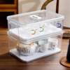 Drainage storage box, tea set, transparent wine cup, dust-proof with lid, kung fu tea cup, cup storage artifact storage